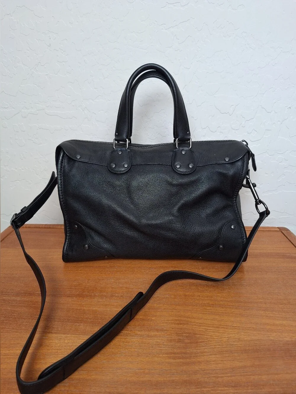 Coach Rhyder 32 Satchel Black Leather Gunmetal Edgy Americana 33689 NWT